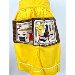 Vintage Kitchen Apron Handmade Yellow Coffee Theme